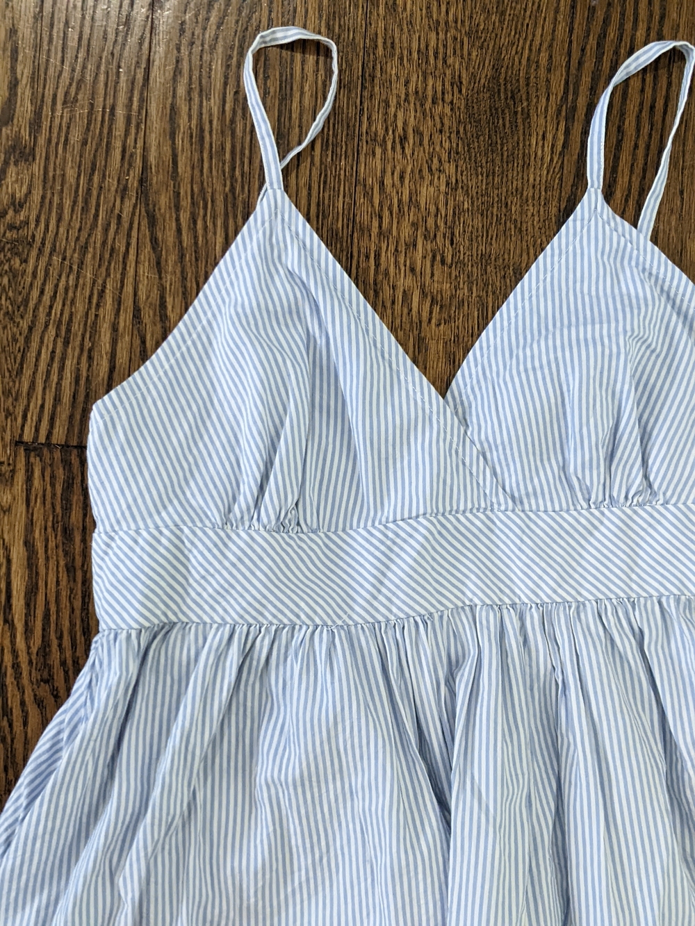 The GAP Light Blue and White Striped Spaghetti Strap Dress
